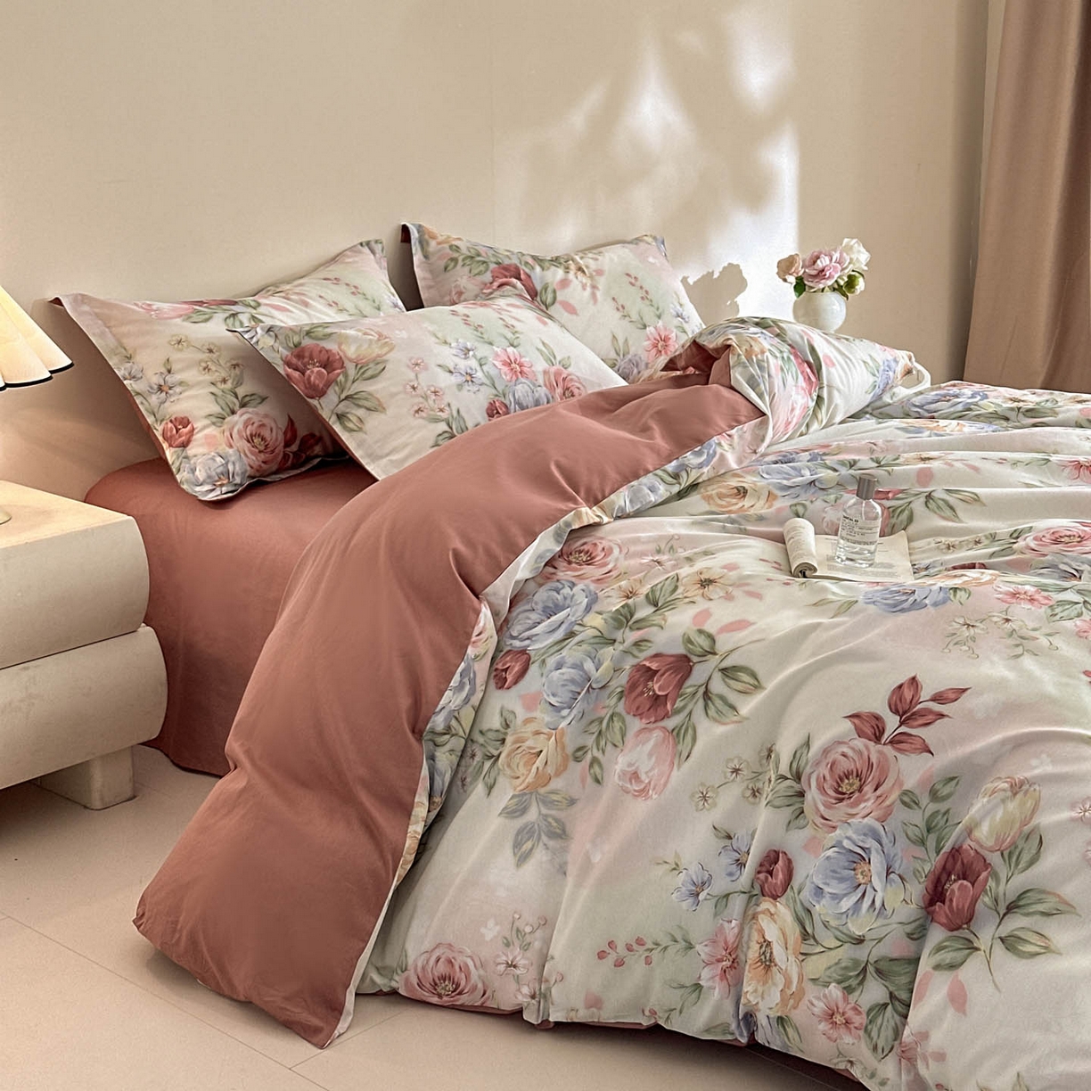 91家纺网 家纺一手货源 找家纺 涵宸家纺 2026新款全棉印花花卉四件套 花影绮梦