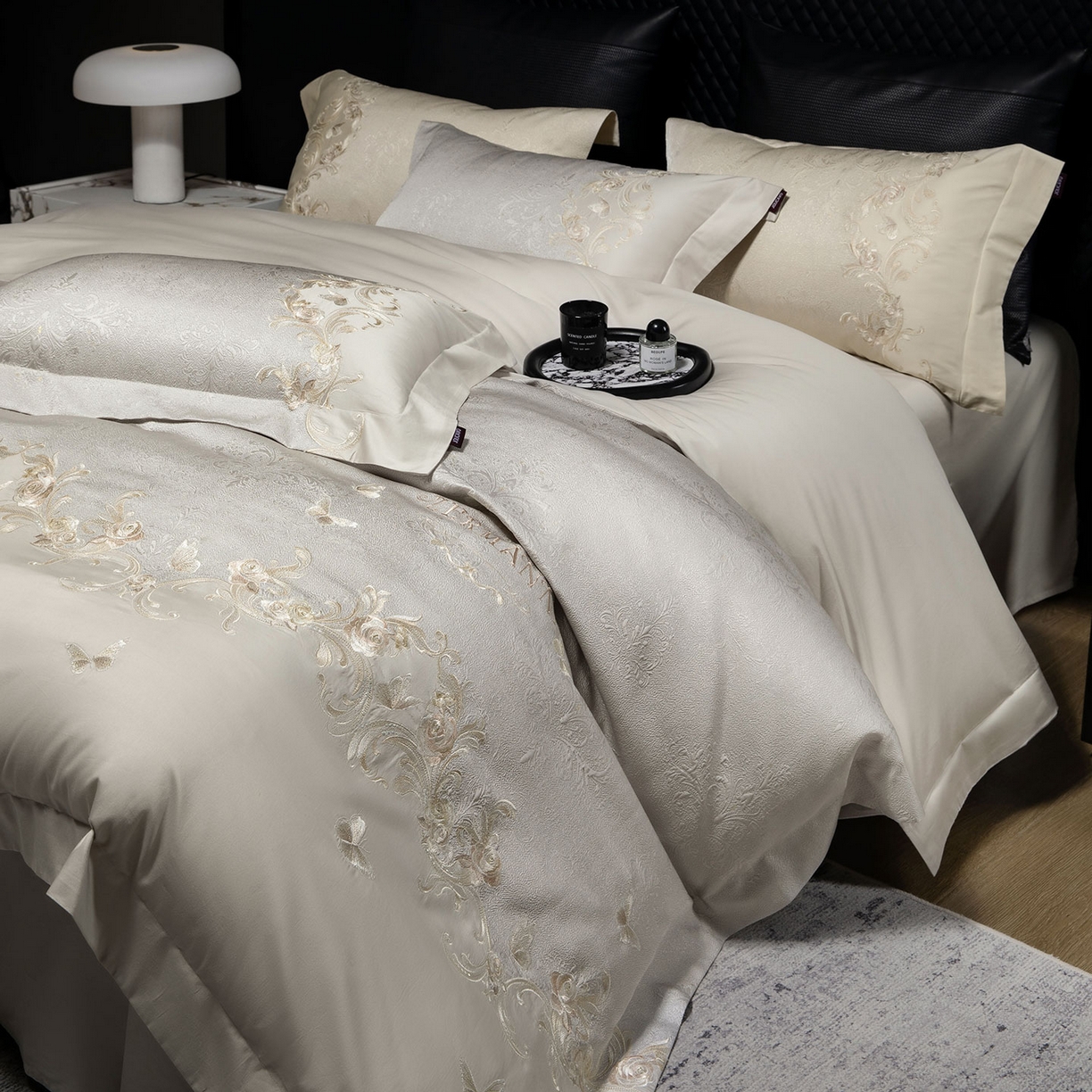 91家纺网 家纺一手货源 找家纺 （总）乔利卡沃 2026高端新品A类100支长绒棉纯棉四件套100全棉厚织提花高档重工刺绣被套床单床笠床上用品-觅棠