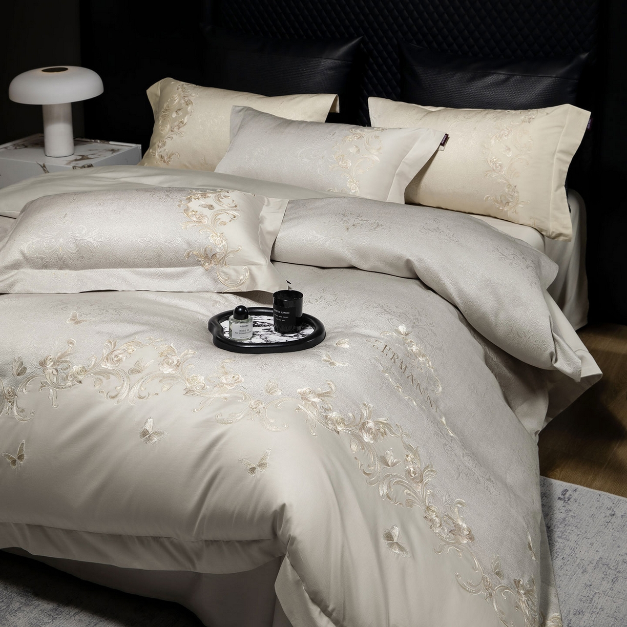 91家纺网 家纺一手货源 找家纺 （总）乔利卡沃 2026高端新品A类100支长绒棉纯棉四件套100全棉厚织提花高档重工刺绣被套床单床笠床上用品-觅棠