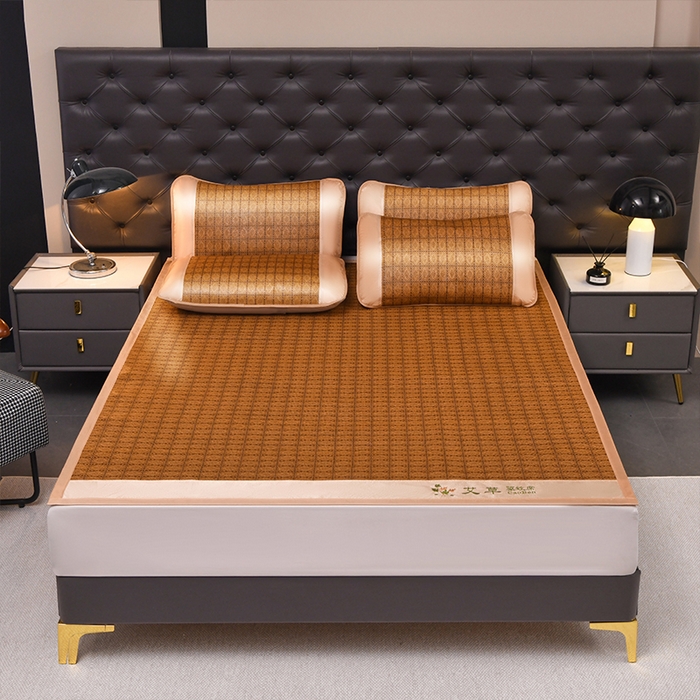 91家纺网 家纺一手货源 找家纺 （总）步步高席业 2026新款电商直播热款艾草刺绣宽边款凉席藤席透气凉席