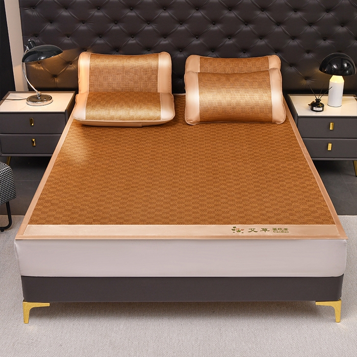 91家纺网 家纺一手货源 找家纺 （总）步步高席业 2026新款电商直播热款艾草刺绣宽边款凉席藤席透气凉席