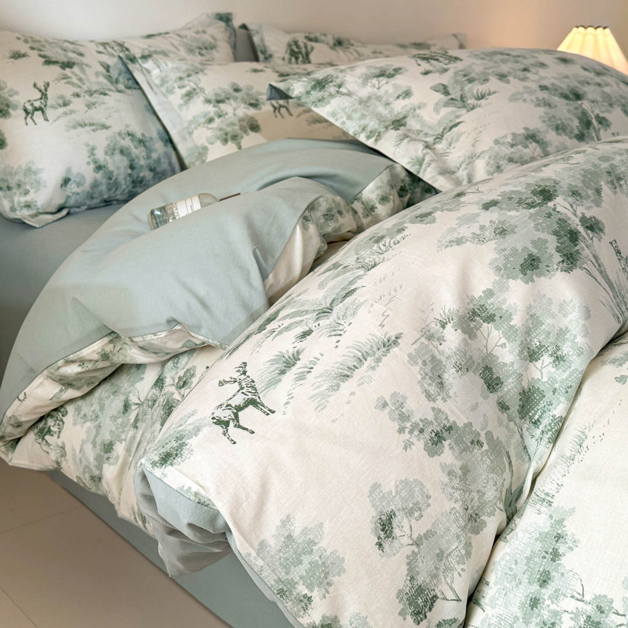 91家纺网 家纺一手货源 找家纺 涵宸家纺 2026新款全棉印花花卉四件套 绿涧