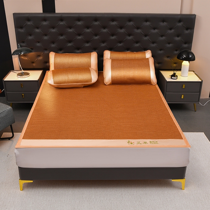 步步高席业 2026新款电商直播热款艾草刺绣宽边款凉席藤席透气凉席 步步高