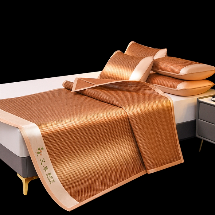 91家纺网 家纺一手货源 找家纺 步步高席业 2026新款电商直播热款艾草刺绣宽边款凉席藤席透气凉席 步步高