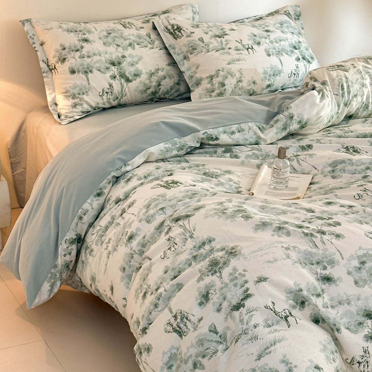 91家纺网 家纺一手货源 找家纺 涵宸家纺 2026新款全棉印花花卉四件套 绿涧