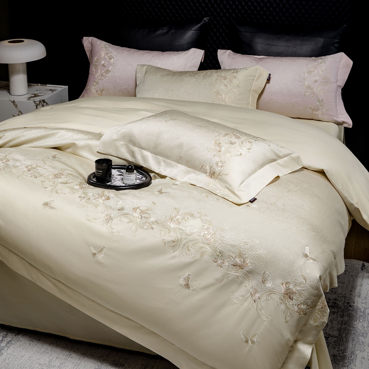 91家纺网 家纺一手货源 找家纺 乔利卡沃 2026高端新品A类100支长绒棉纯棉四件套100全棉厚织提花高档重工刺绣被套床单床笠床上用品-觅棠 觅棠-太妃金