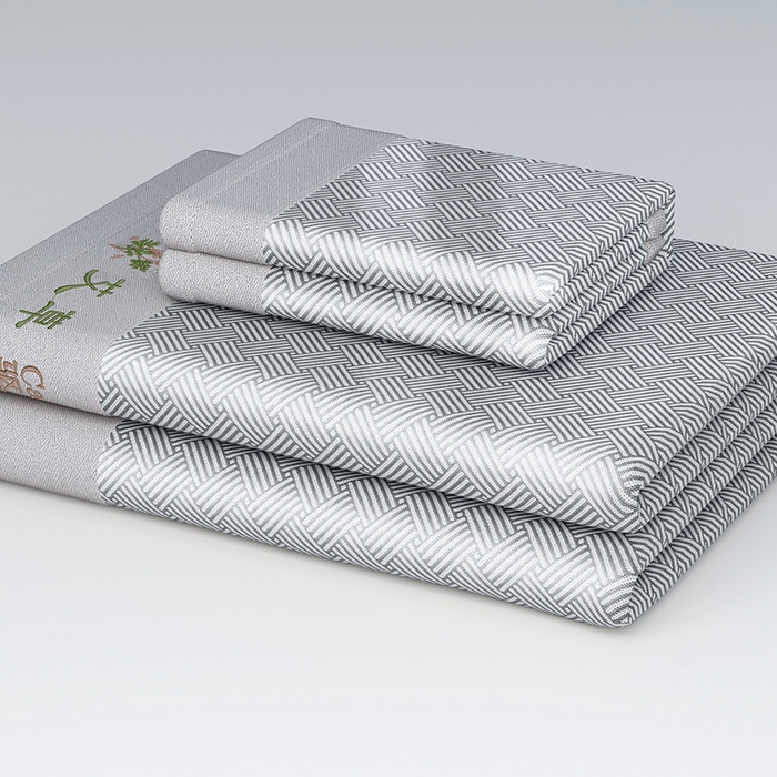 91家纺网 家纺一手货源 找家纺 步步高席业 2026新款艾草冰丝席饼干花凉席三件套 饼干花-灰色