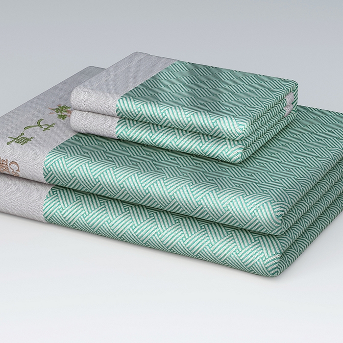 91家纺网 家纺一手货源 找家纺 步步高席业 2026新款艾草冰丝席饼干花凉席三件套 饼干花-绿色