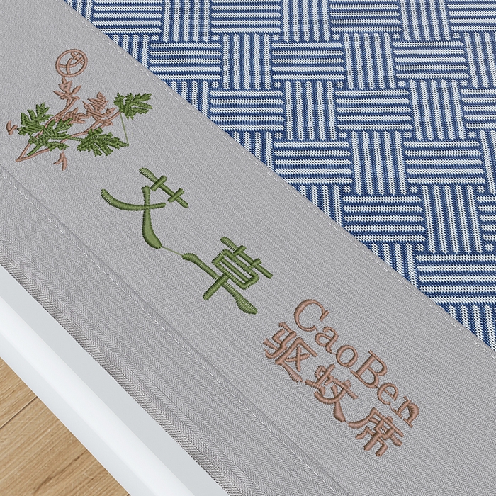 91家纺网 家纺一手货源 找家纺 步步高席业 2026新款艾草冰丝席饼干花凉席三件套 饼干花-蓝色