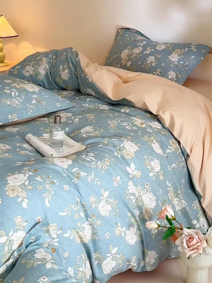 91家纺网 家纺一手货源 找家纺 涵宸家纺 2026新款全棉印花花卉四件套 陌上花开