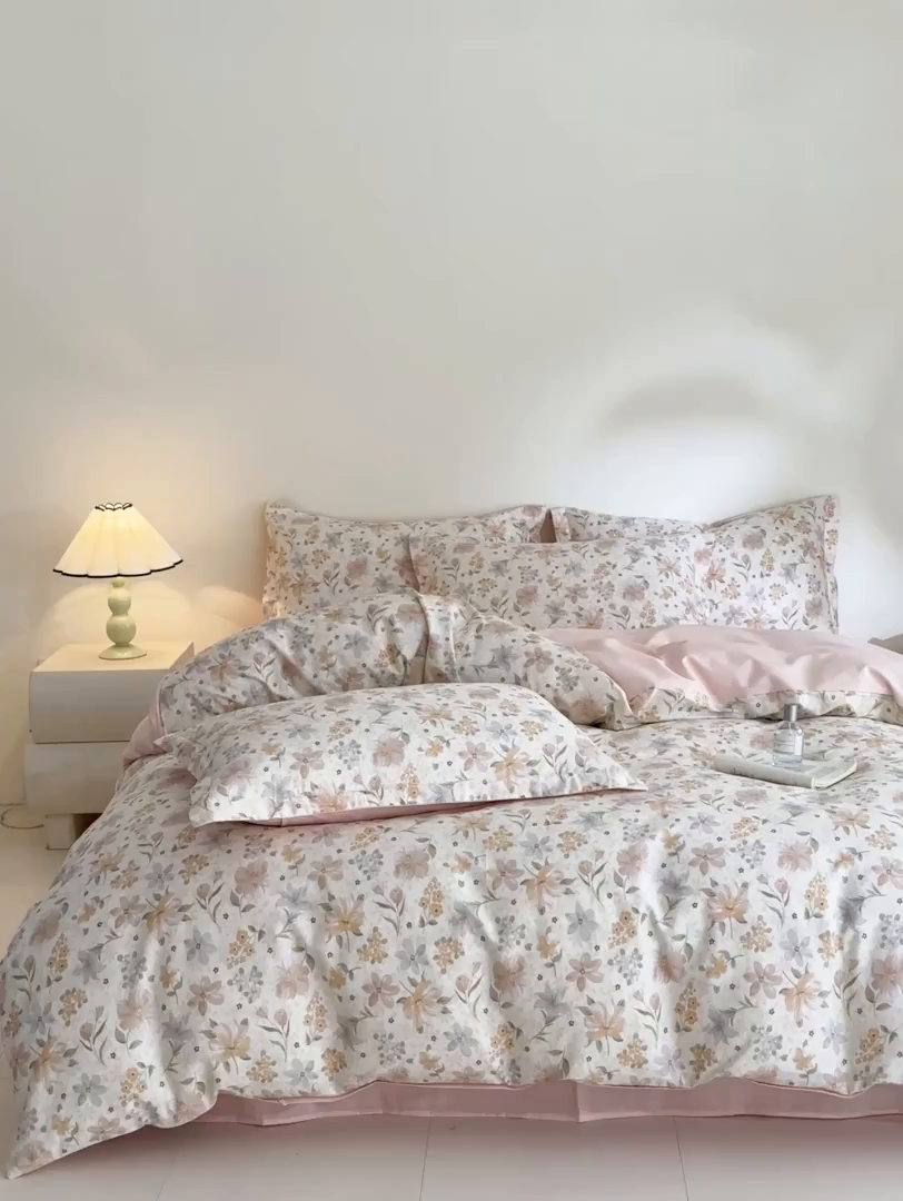 91家纺网 家纺一手货源 找家纺 涵宸家纺 2026新款全棉印花花卉四件套 苏屿