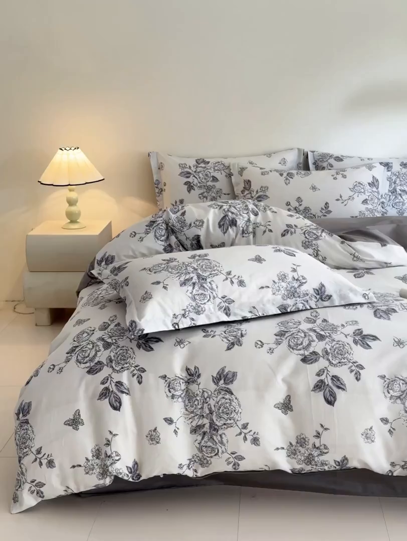 91家纺网 家纺一手货源 找家纺 涵宸家纺 2026新款全棉印花花卉四件套 秀丽