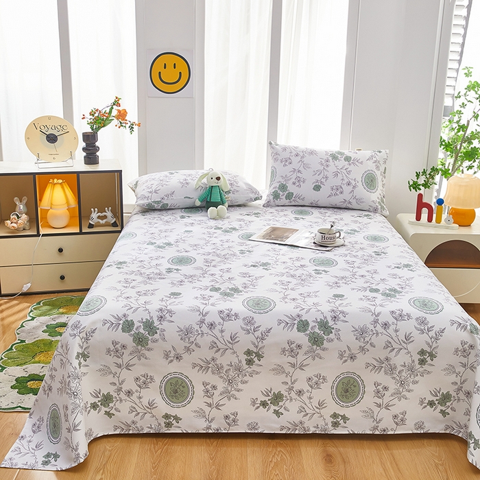 91家纺网 家纺一手货源 找家纺 蕾诺家纺 2026新款老粗布加厚全包防滑床单可组合三件套 蔷绯