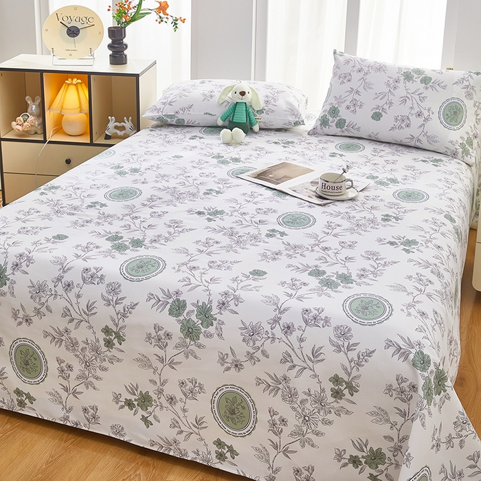 91家纺网 家纺一手货源 找家纺 蕾诺家纺 2026新款老粗布加厚全包防滑床单可组合三件套 蔷绯