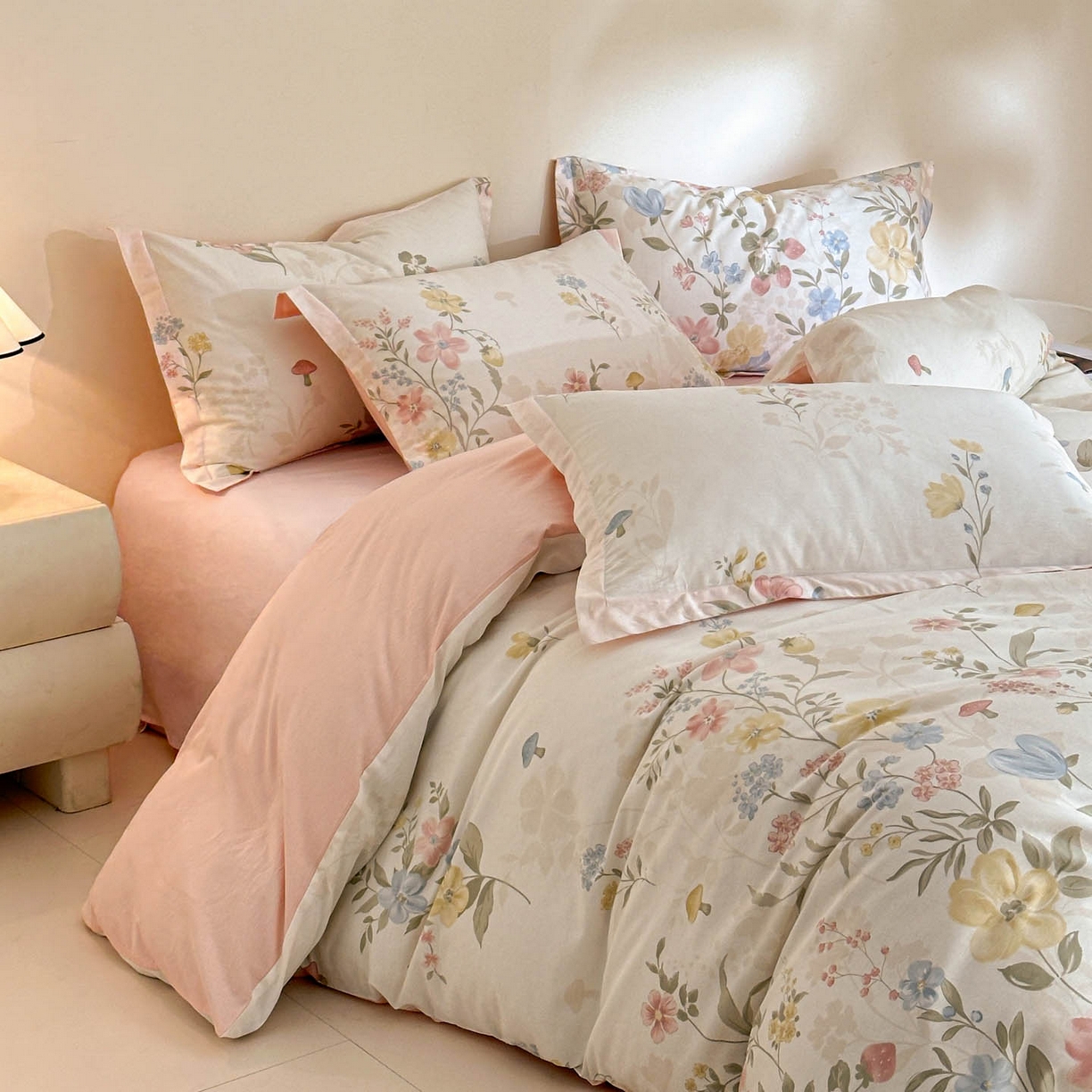 91家纺网 家纺一手货源 找家纺 涵宸家纺 2026新款全棉印花花卉四件套 玉堂春