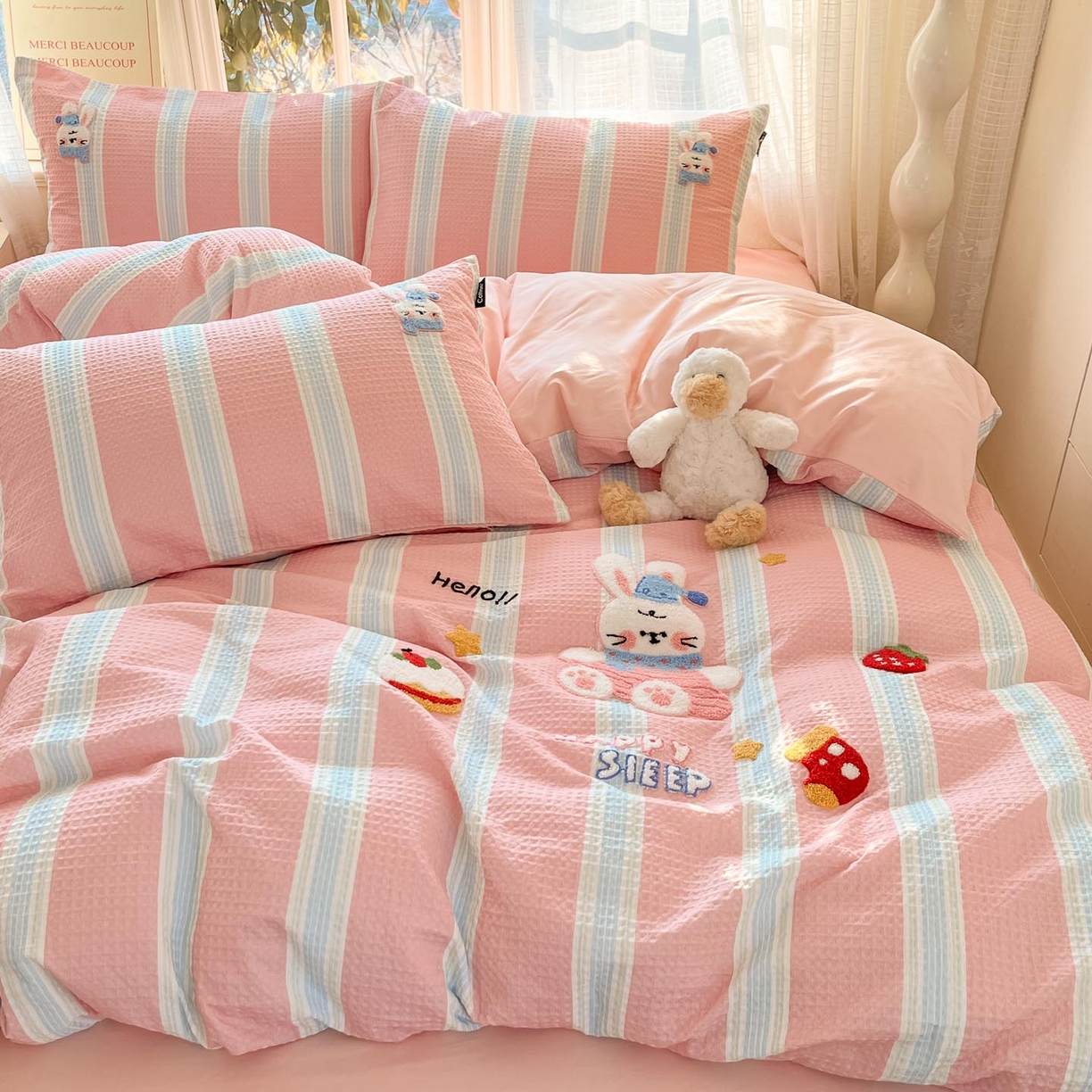 91家纺网 家纺一手货源 找家纺 （总）涵宸家纺 2026新款全棉提花华夫格四件套