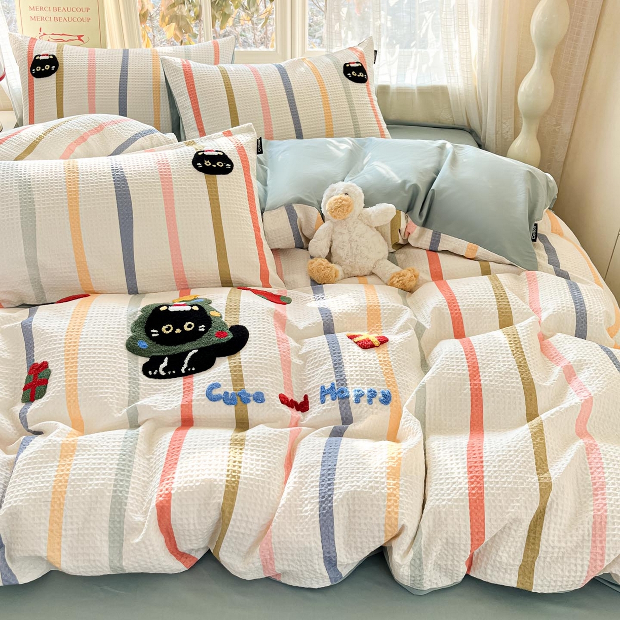 91家纺网 家纺一手货源 找家纺 （总）涵宸家纺 2026新款全棉提花华夫格四件套