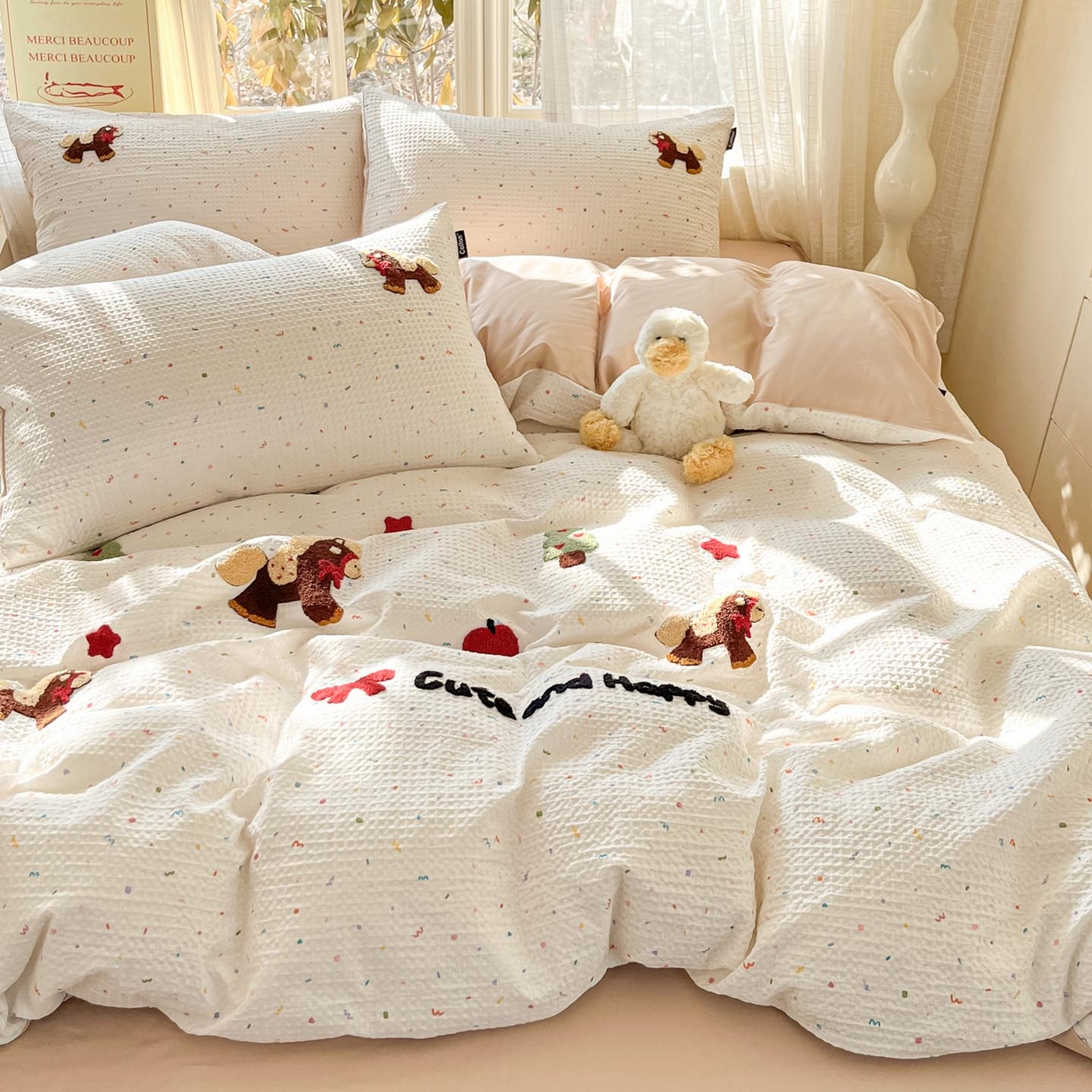 91家纺网 家纺一手货源 找家纺 （总）涵宸家纺 2026新款全棉提花华夫格四件套