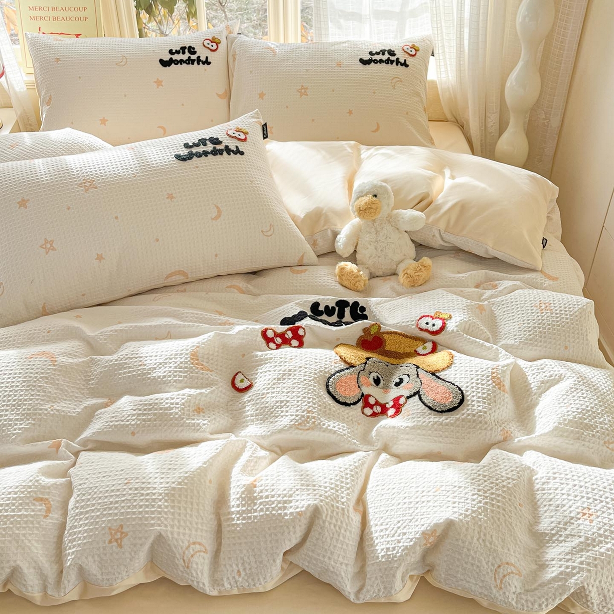 91家纺网 家纺一手货源 找家纺 （总）涵宸家纺 2026新款全棉提花华夫格四件套