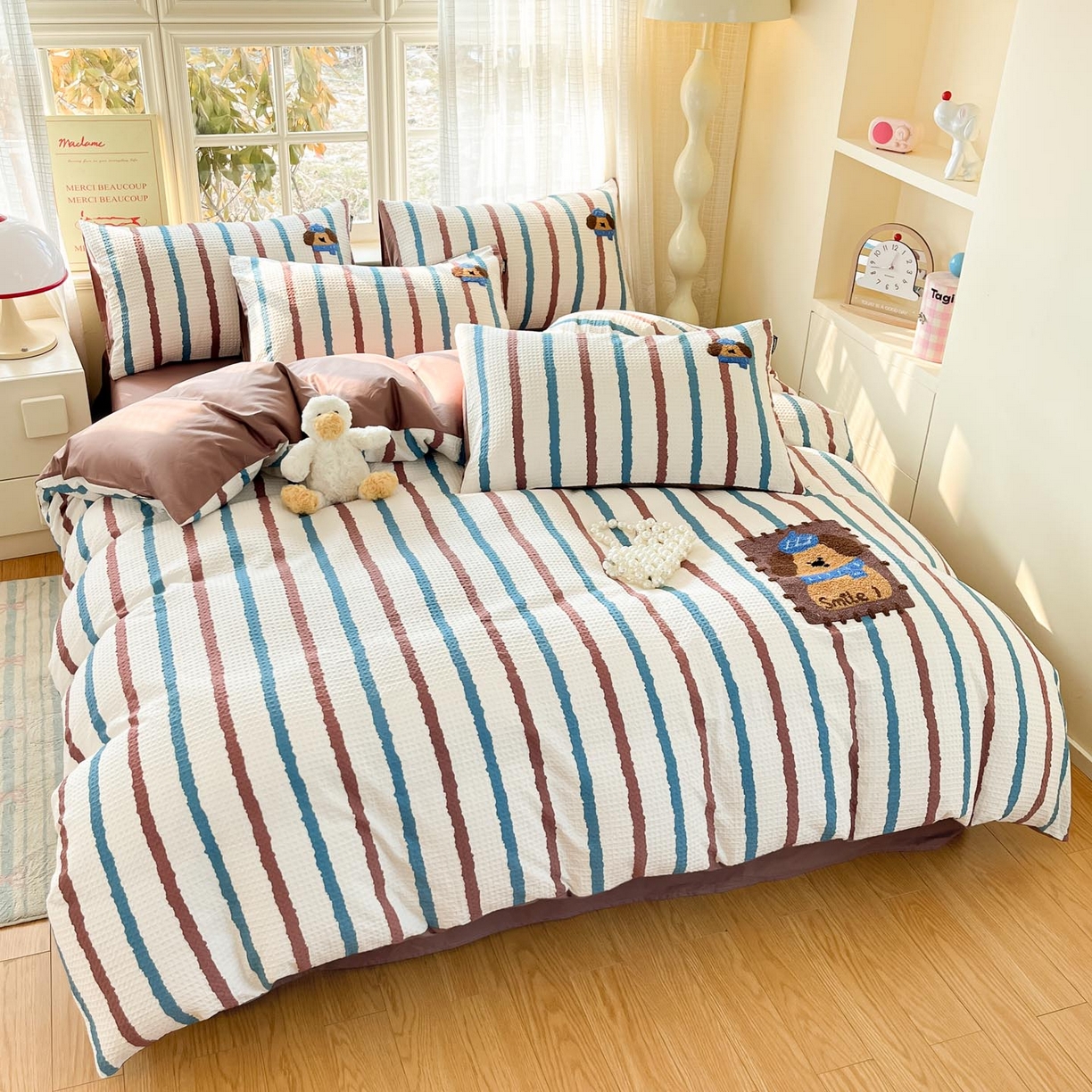 91家纺网 家纺一手货源 找家纺 涵宸家纺 2026新款全棉提花华夫格四件套 光遇