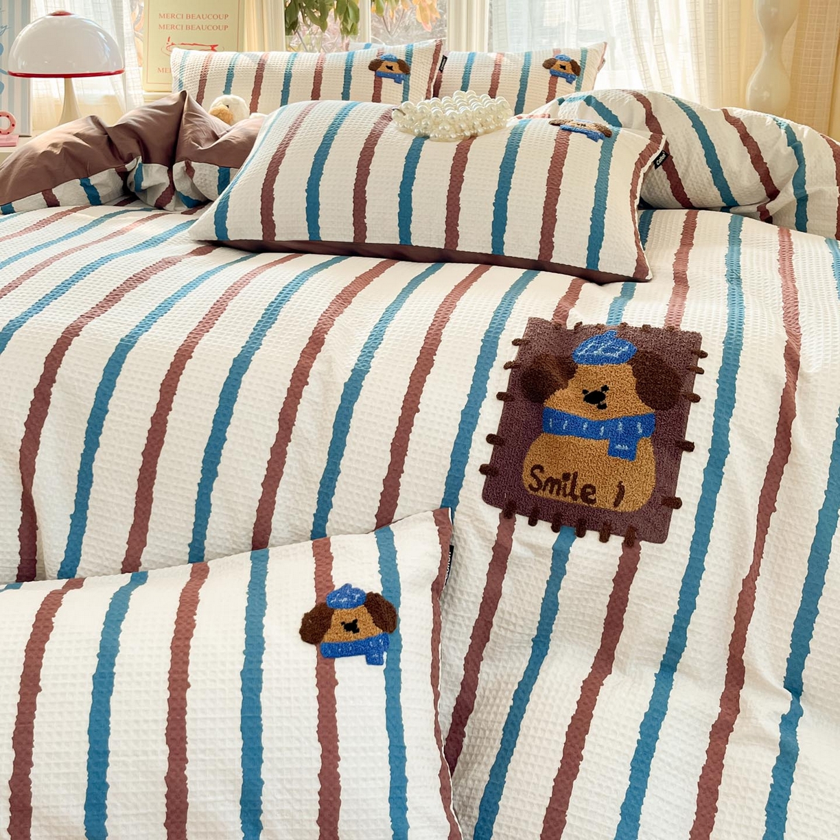 91家纺网 家纺一手货源 找家纺 涵宸家纺 2026新款全棉提花华夫格四件套 光遇