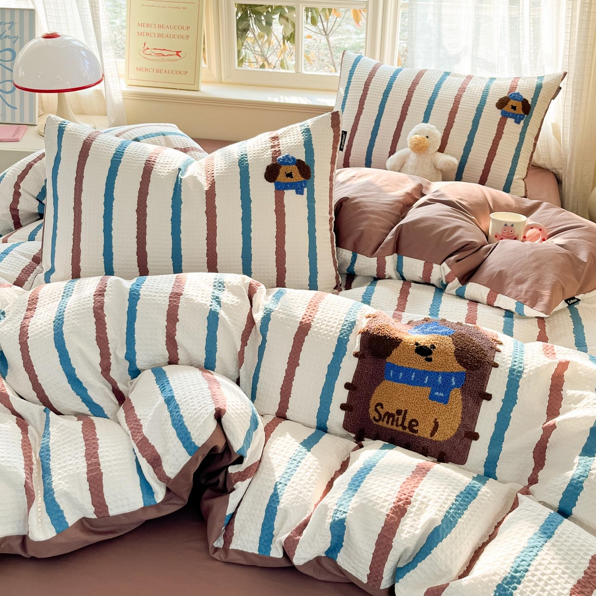 91家纺网 家纺一手货源 找家纺 涵宸家纺 2026新款全棉提花华夫格四件套 光遇