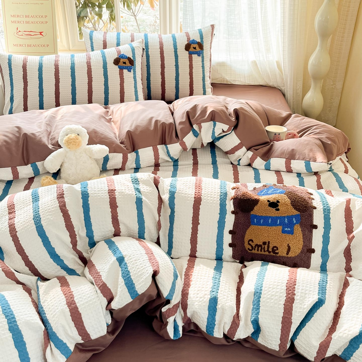 91家纺网 家纺一手货源 找家纺 涵宸家纺 2026新款全棉提花华夫格四件套 光遇