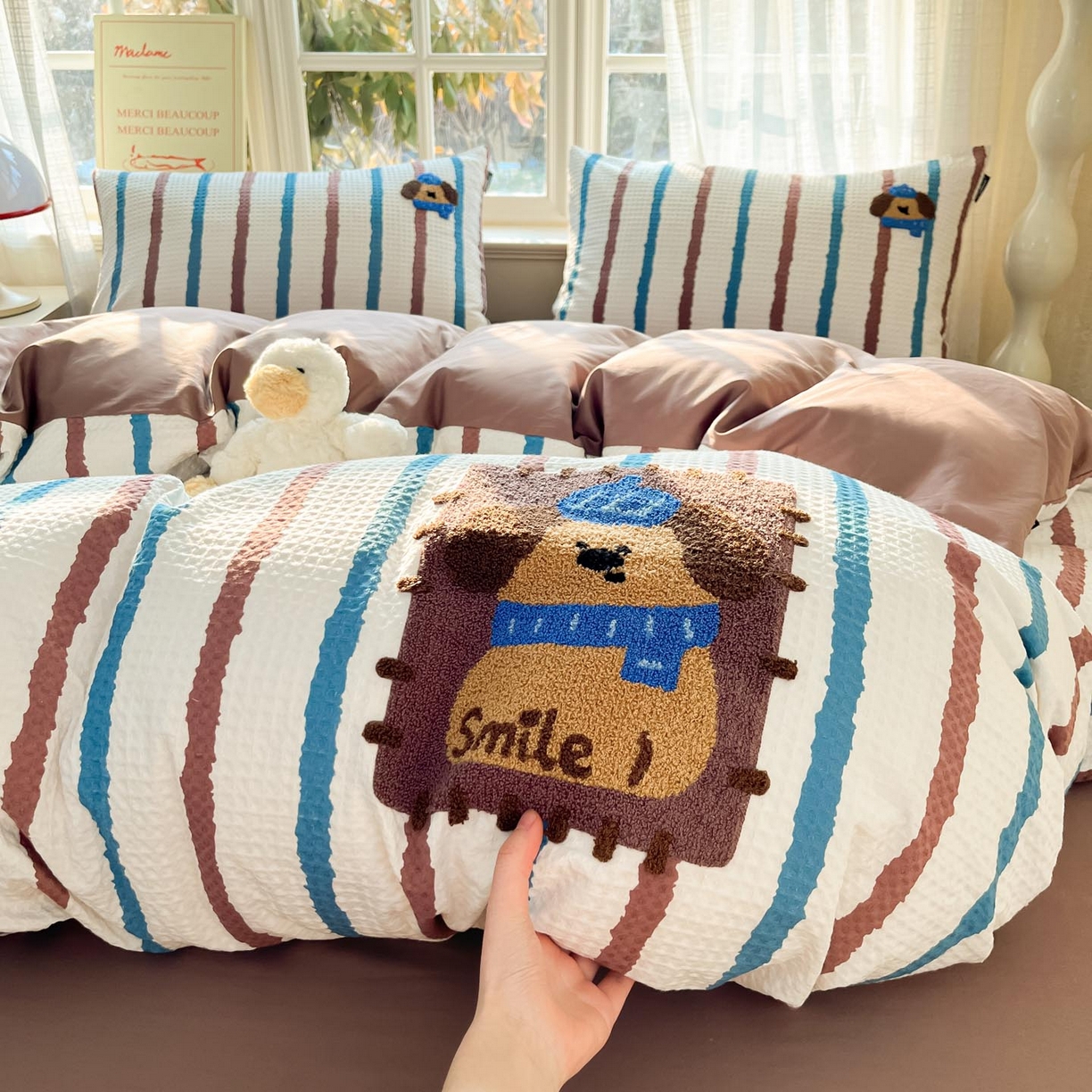 91家纺网 家纺一手货源 找家纺 涵宸家纺 2026新款全棉提花华夫格四件套 光遇