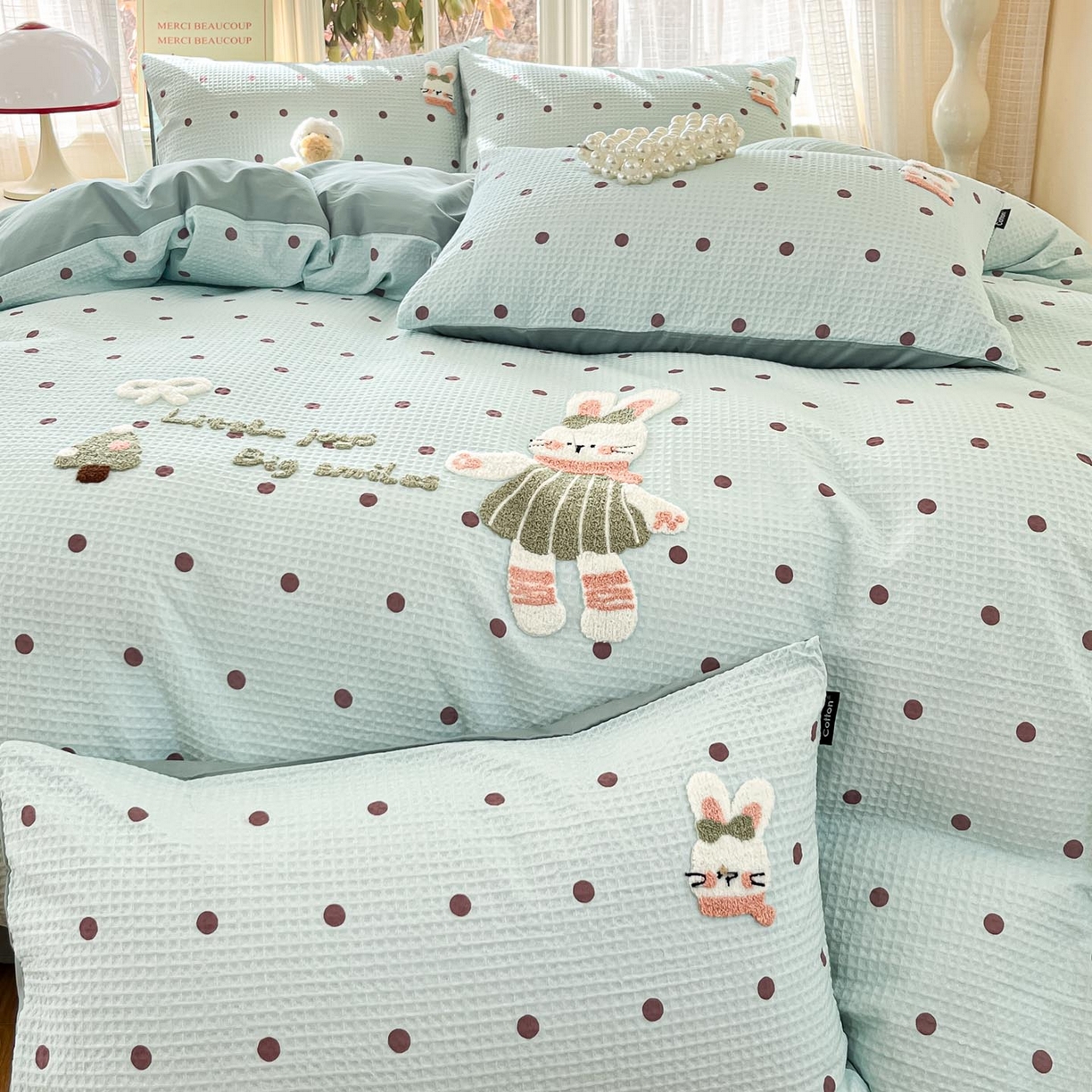 91家纺网 家纺一手货源 找家纺 涵宸家纺 2026新款全棉提花华夫格四件套 卡布