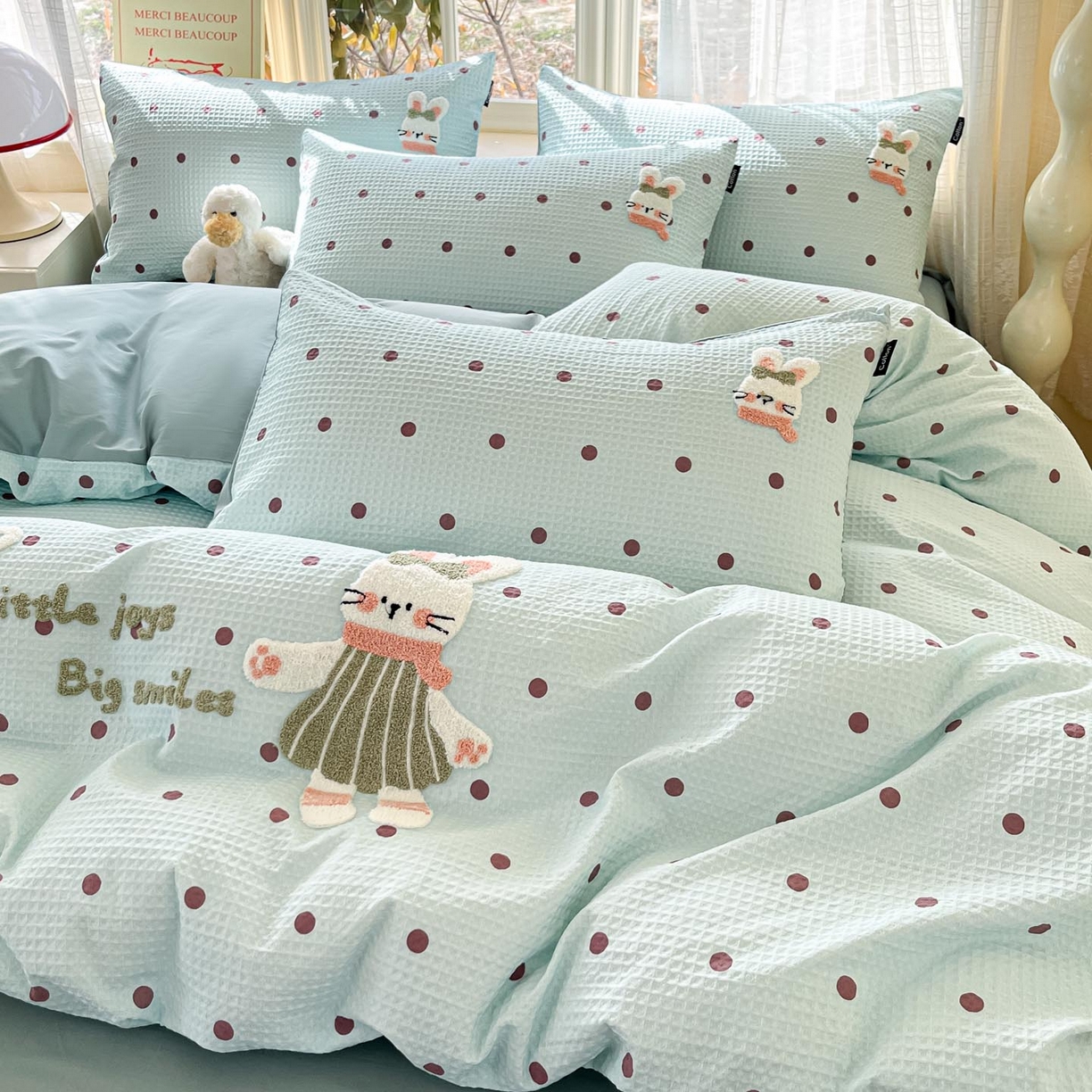 91家纺网 家纺一手货源 找家纺 涵宸家纺 2026新款全棉提花华夫格四件套 卡布