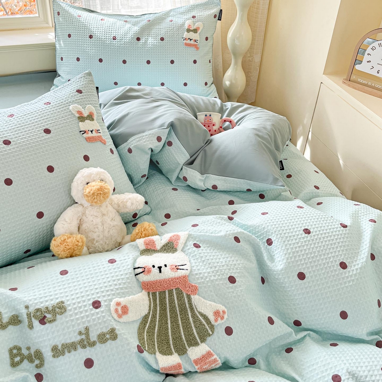 91家纺网 家纺一手货源 找家纺 涵宸家纺 2026新款全棉提花华夫格四件套 卡布