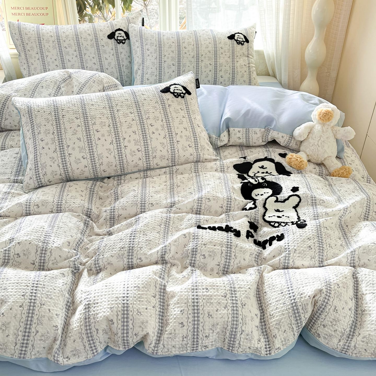 涵宸家纺 2026新款全棉提花华夫格四件套 泡芙