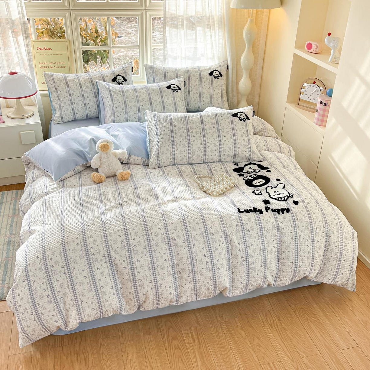 91家纺网 家纺一手货源 找家纺 涵宸家纺 2026新款全棉提花华夫格四件套 泡芙