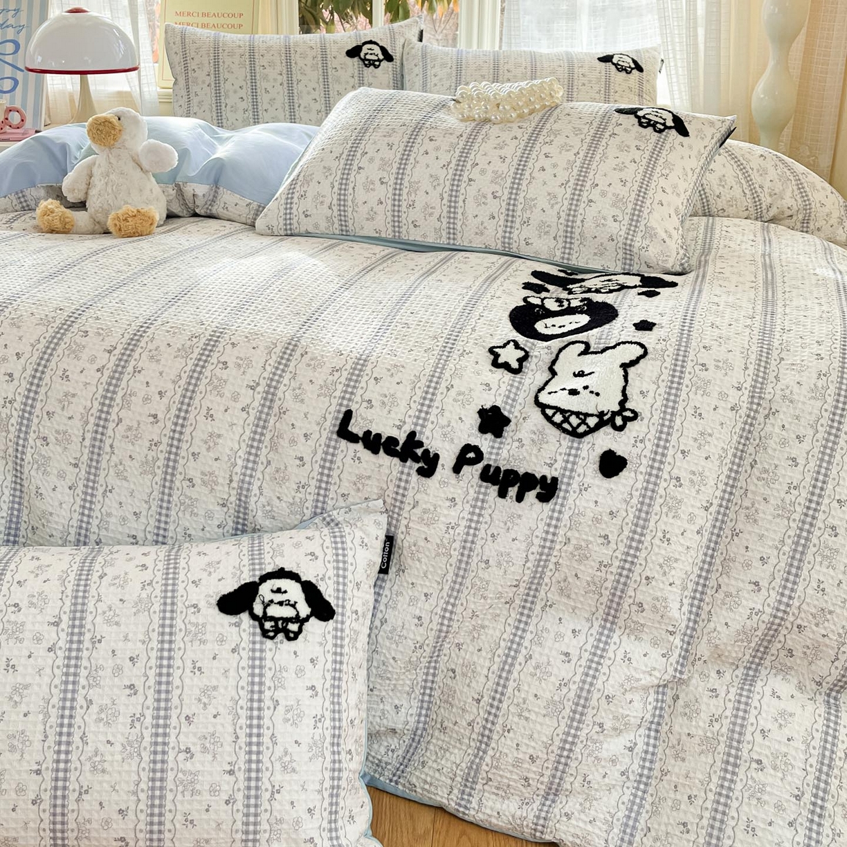 91家纺网 家纺一手货源 找家纺 涵宸家纺 2026新款全棉提花华夫格四件套 泡芙