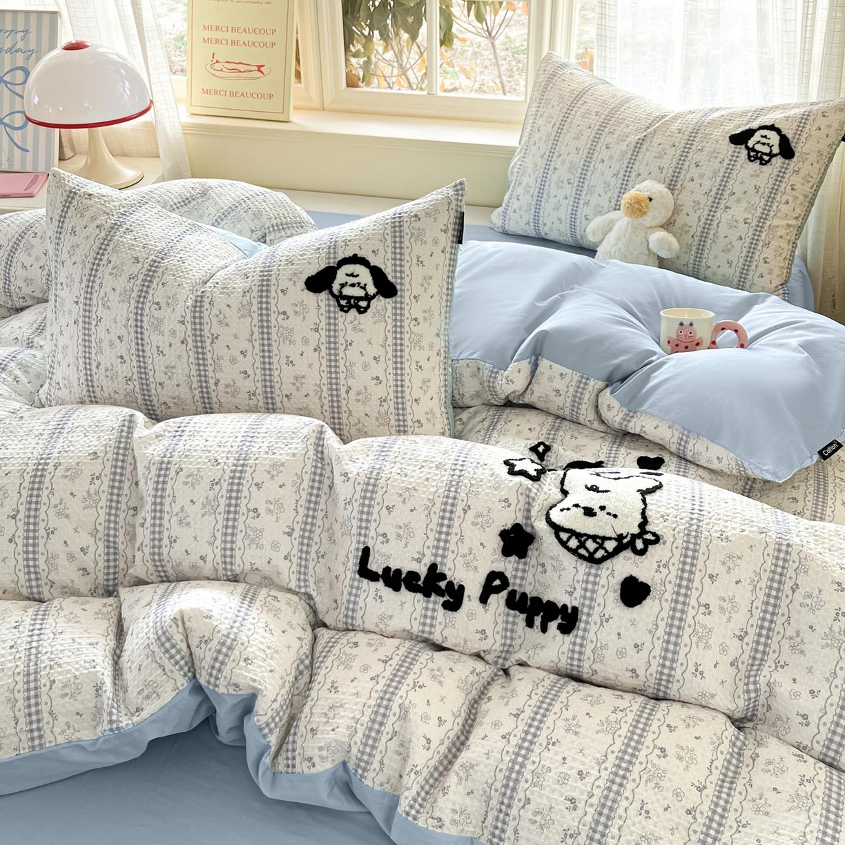 91家纺网 家纺一手货源 找家纺 涵宸家纺 2026新款全棉提花华夫格四件套 泡芙