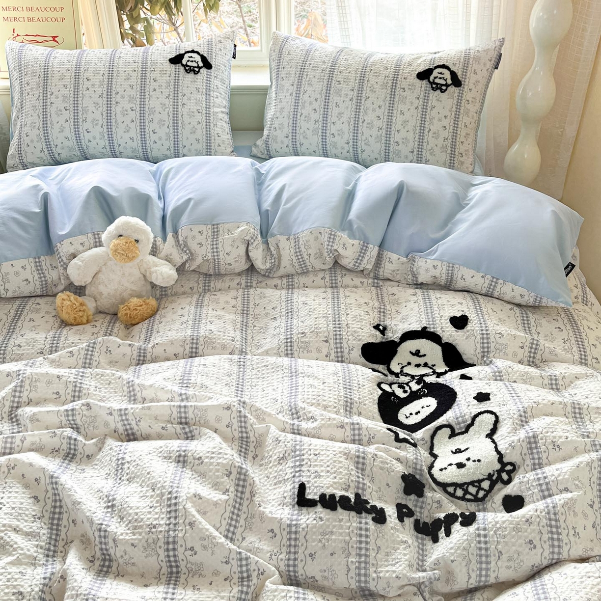 91家纺网 家纺一手货源 找家纺 涵宸家纺 2026新款全棉提花华夫格四件套 泡芙