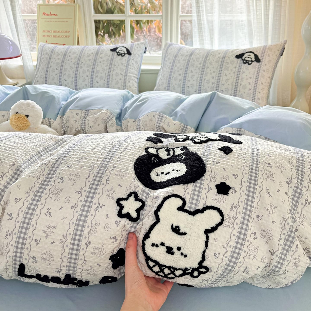 91家纺网 家纺一手货源 找家纺 涵宸家纺 2026新款全棉提花华夫格四件套 泡芙