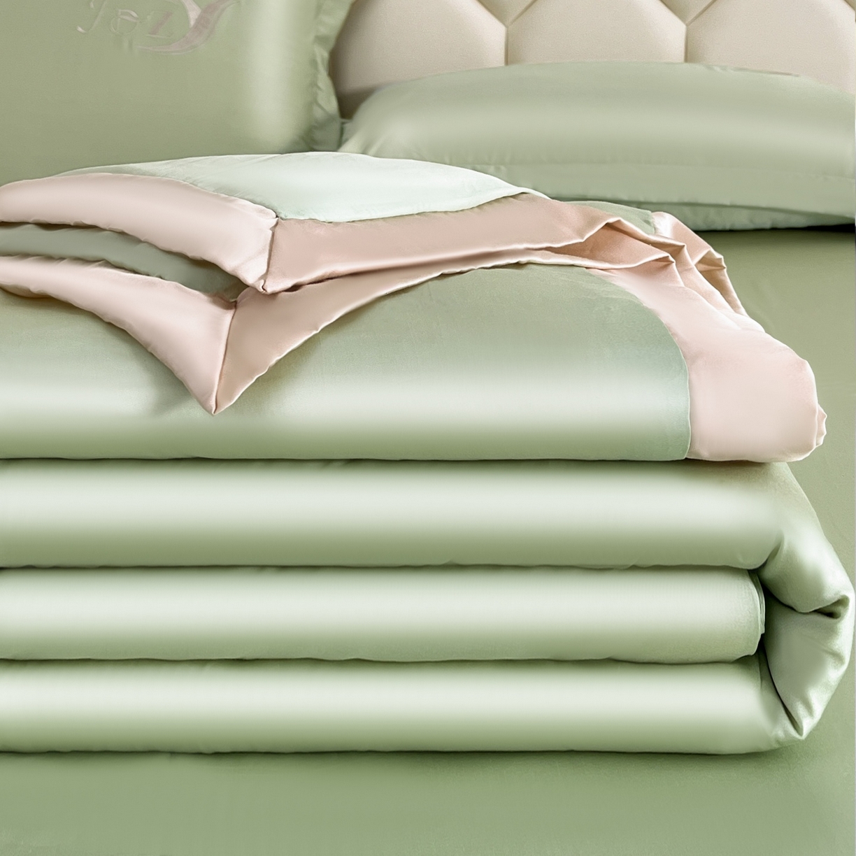 91家纺网 家纺一手货源 找家纺 （总）蕾诺家纺 2026新款水洗真丝夏被纯色宽边夏被