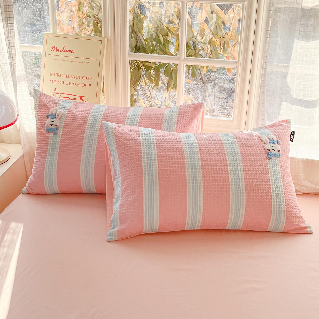 91家纺网 家纺一手货源 找家纺 涵宸家纺 2026新款全棉提花华夫格四件套 柔然