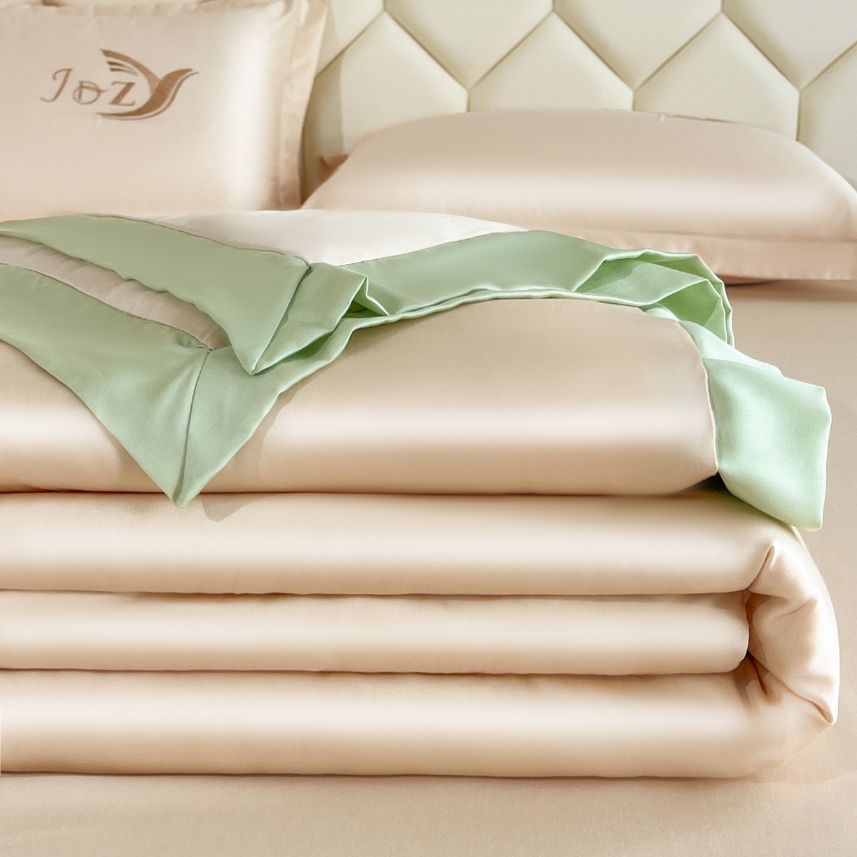 91家纺网 家纺一手货源 找家纺 （总）蕾诺家纺 2026新款水洗真丝夏被纯色宽边夏被