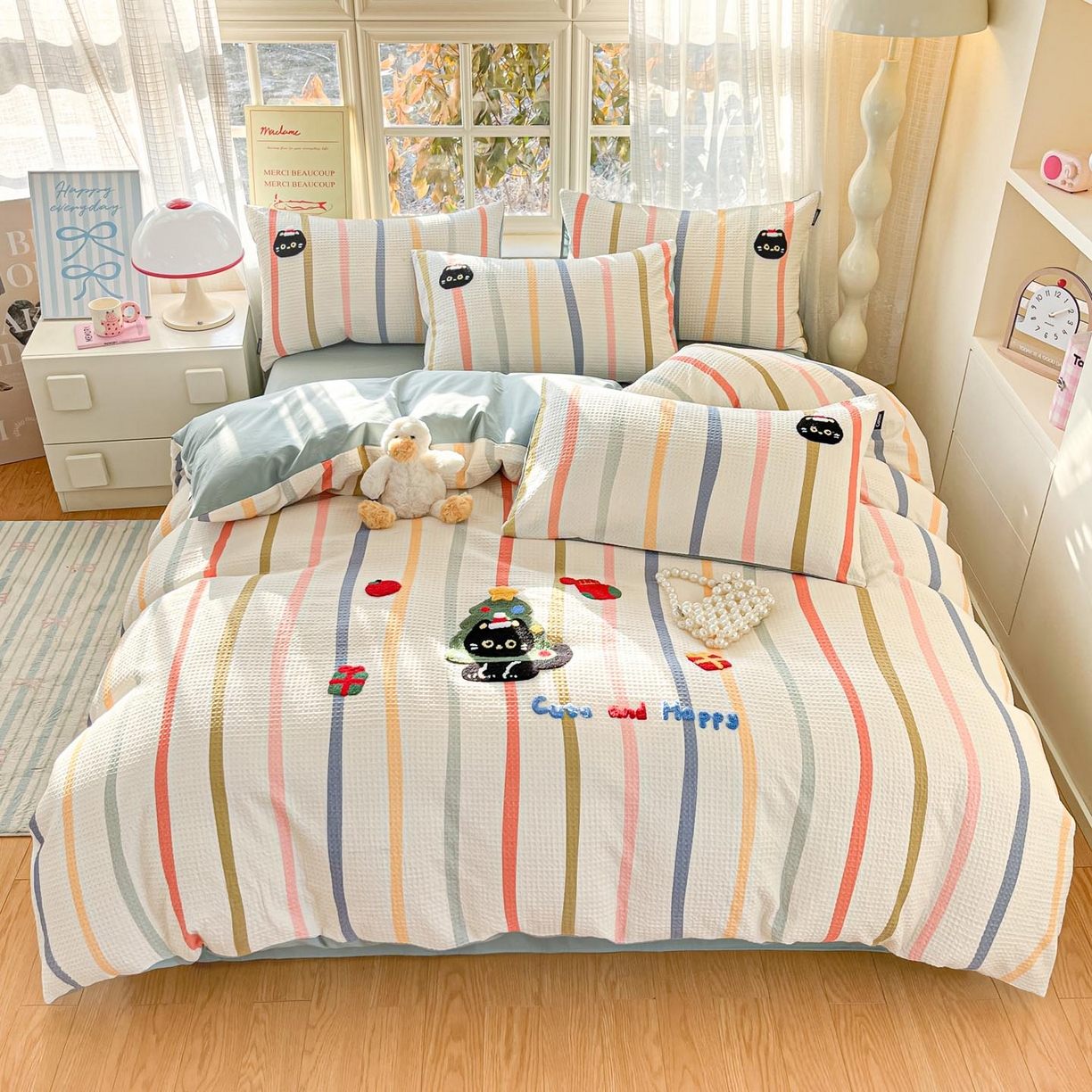 91家纺网 家纺一手货源 找家纺 涵宸家纺 2026新款全棉提花华夫格四件套 拾陌