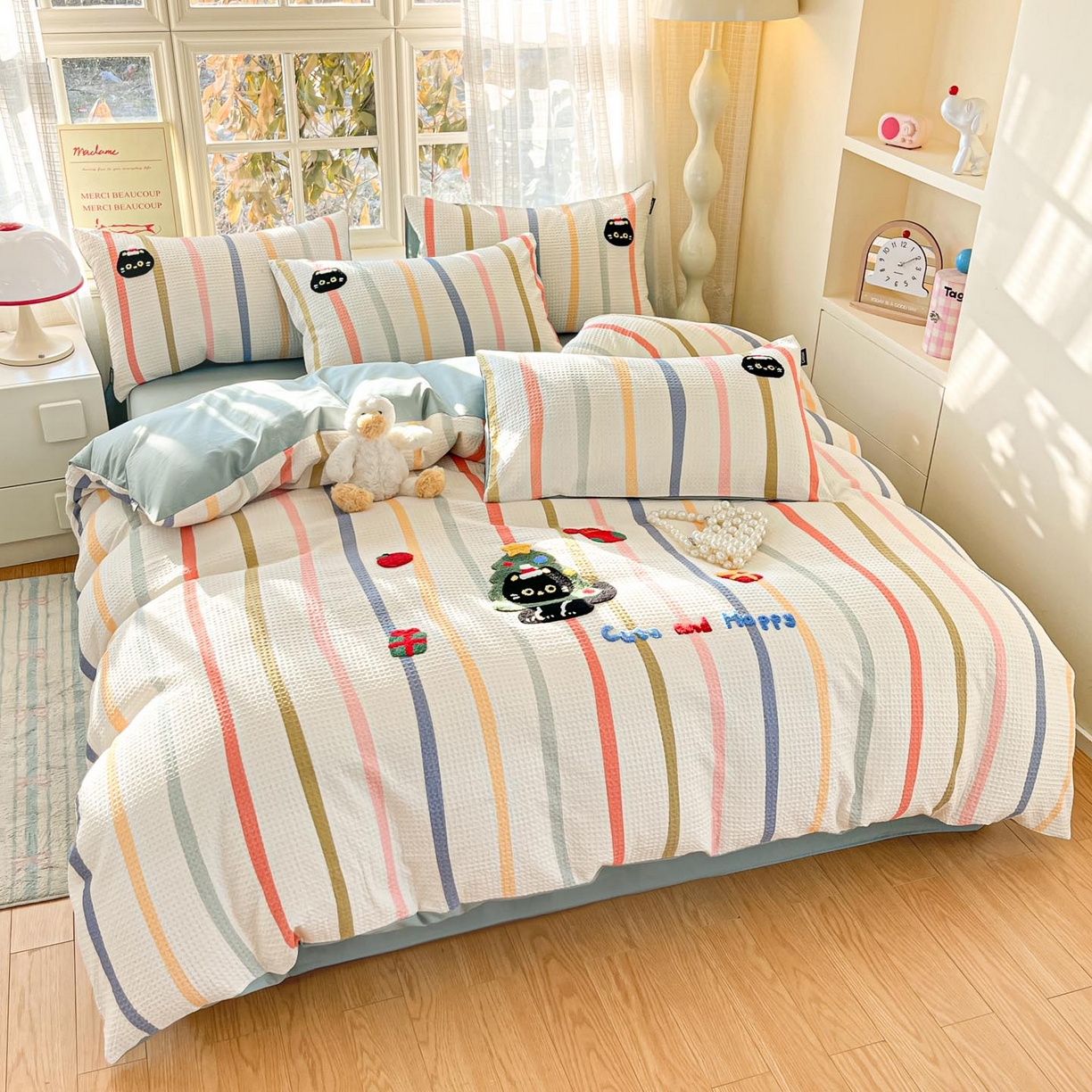 91家纺网 家纺一手货源 找家纺 涵宸家纺 2026新款全棉提花华夫格四件套 拾陌