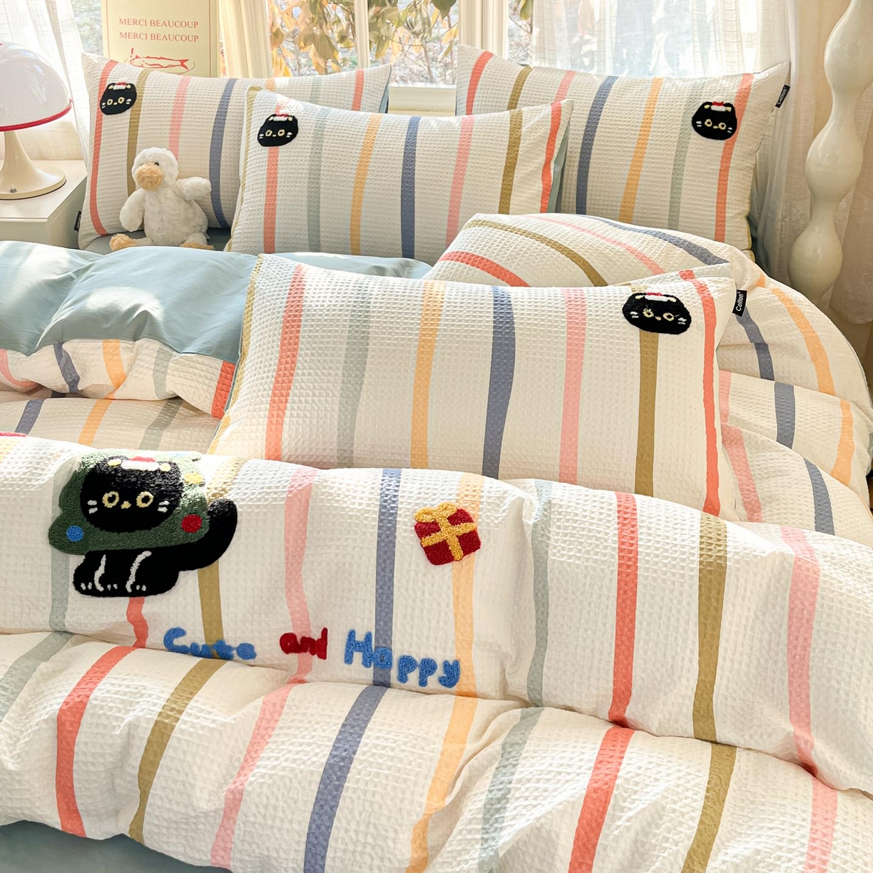 91家纺网 家纺一手货源 找家纺 涵宸家纺 2026新款全棉提花华夫格四件套 拾陌