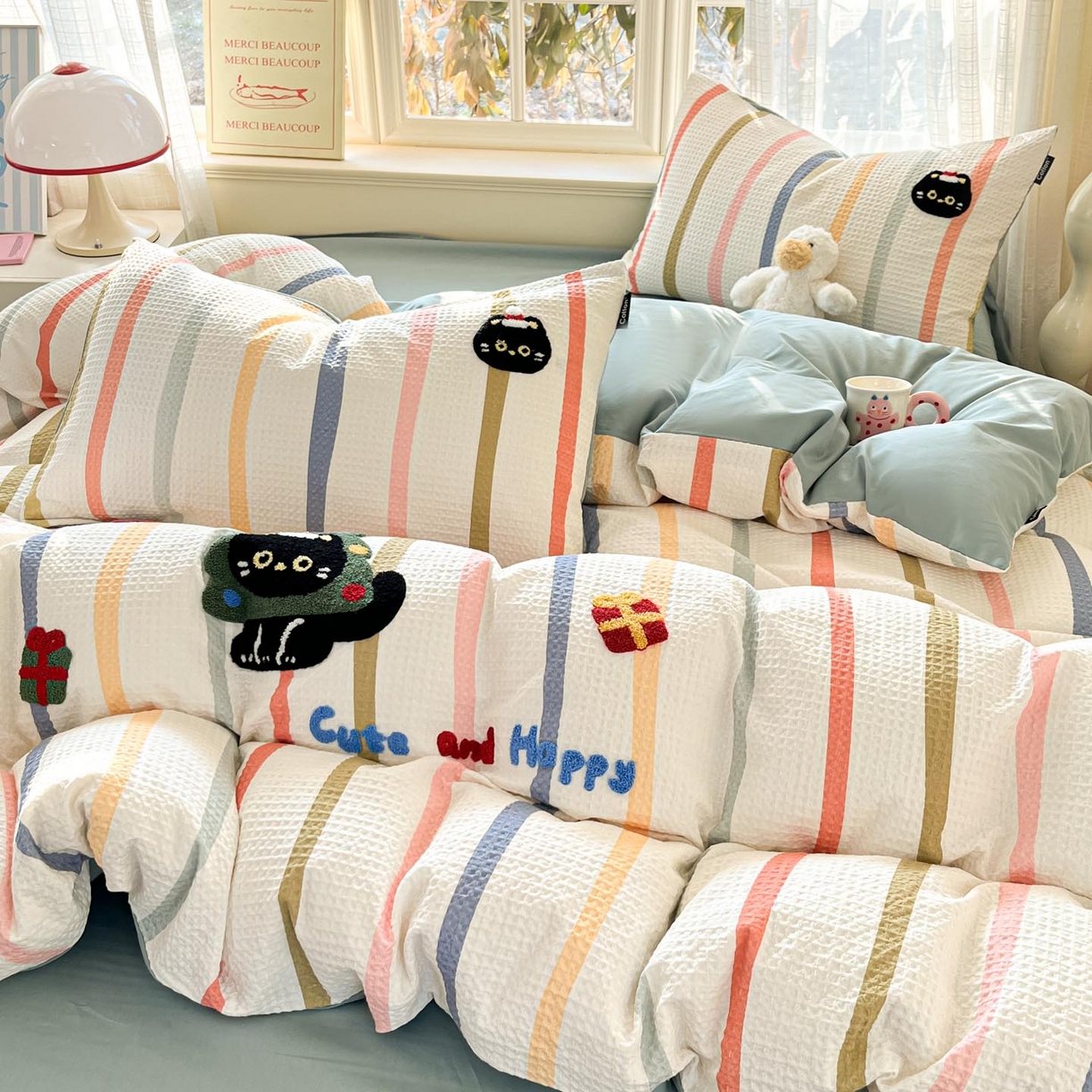 91家纺网 家纺一手货源 找家纺 涵宸家纺 2026新款全棉提花华夫格四件套 拾陌