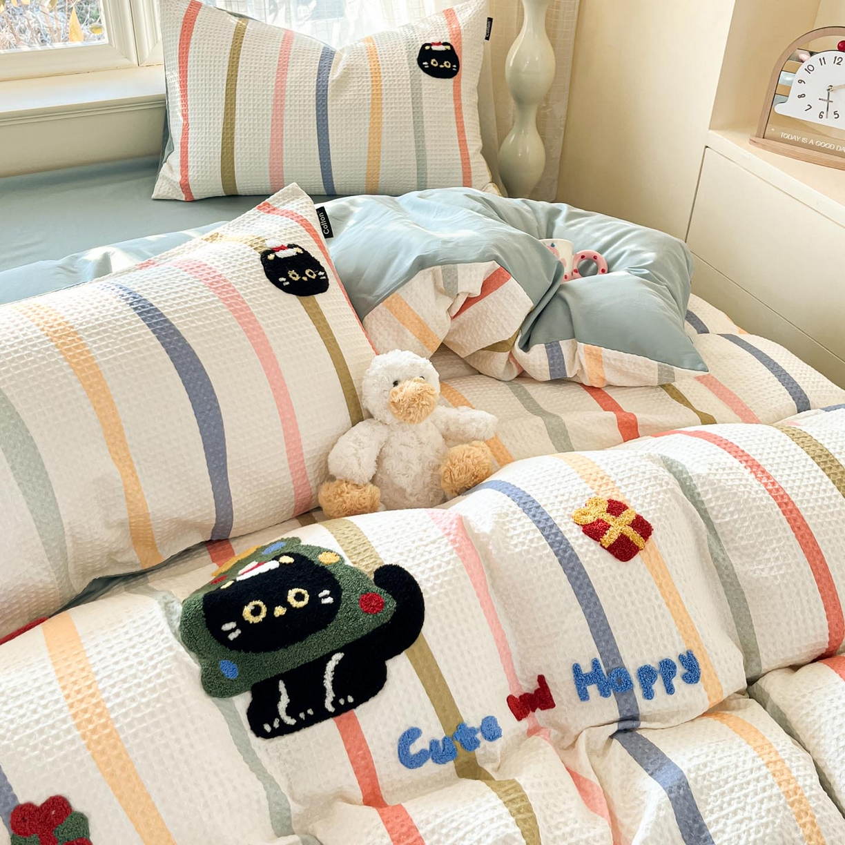 91家纺网 家纺一手货源 找家纺 涵宸家纺 2026新款全棉提花华夫格四件套 拾陌