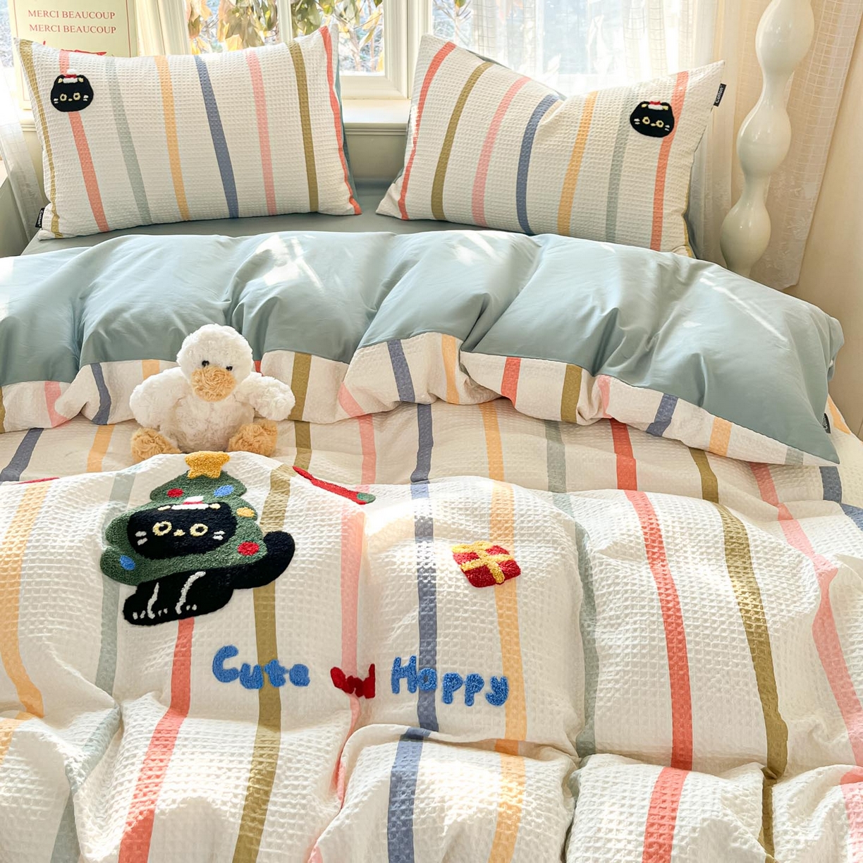 91家纺网 家纺一手货源 找家纺 涵宸家纺 2026新款全棉提花华夫格四件套 拾陌