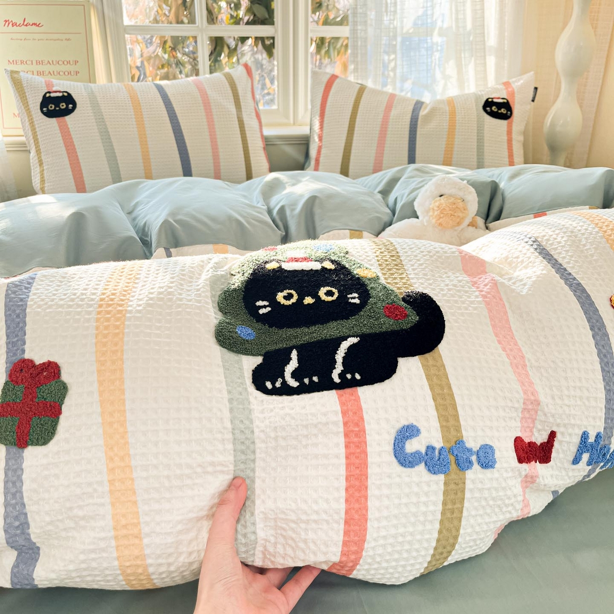 91家纺网 家纺一手货源 找家纺 涵宸家纺 2026新款全棉提花华夫格四件套 拾陌