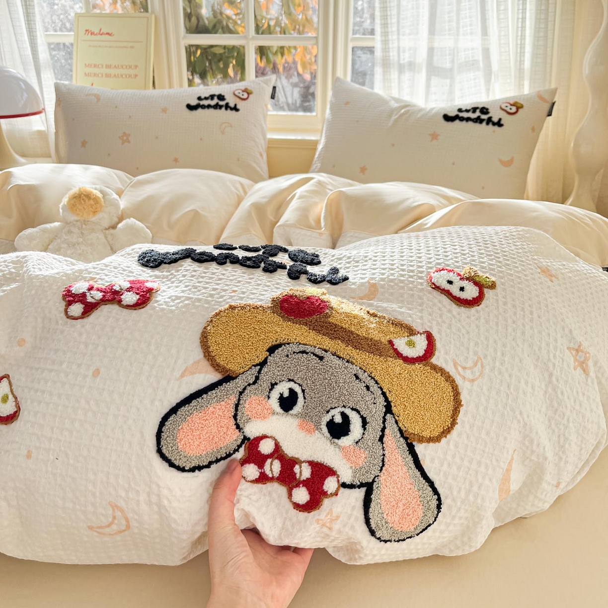 91家纺网 家纺一手货源 找家纺 涵宸家纺 2026新款全棉提花华夫格四件套 云梦星河