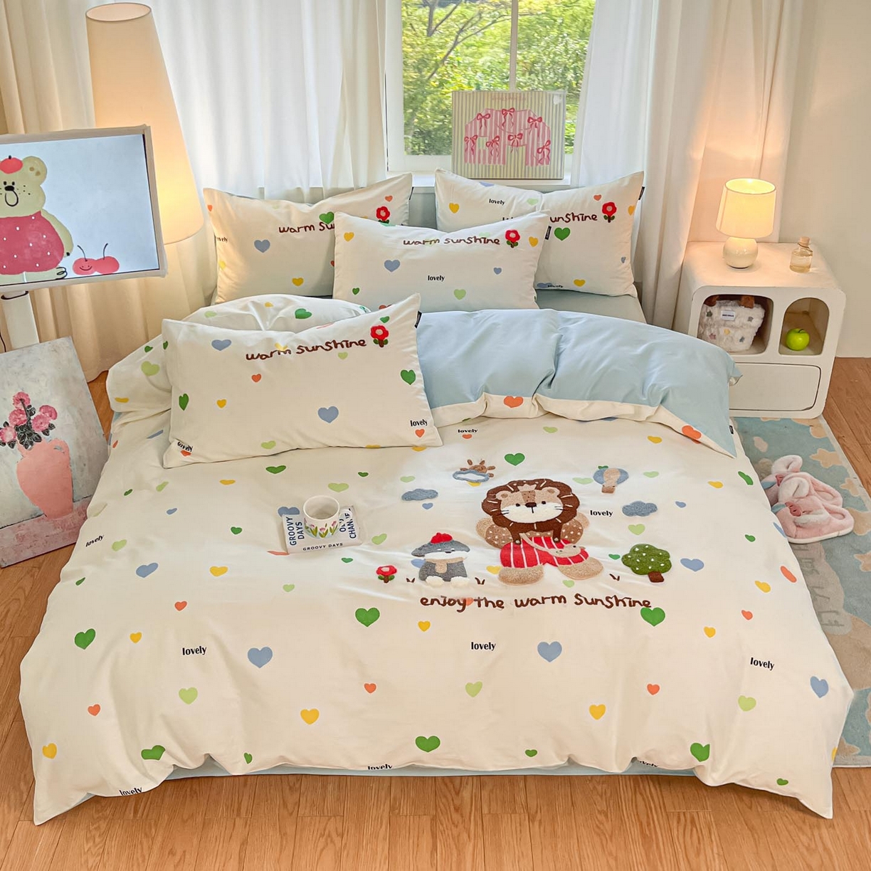 91家纺网 家纺一手货源 找家纺 涵宸家纺 2026新款全棉印花毛巾绣四件套 春日郊游