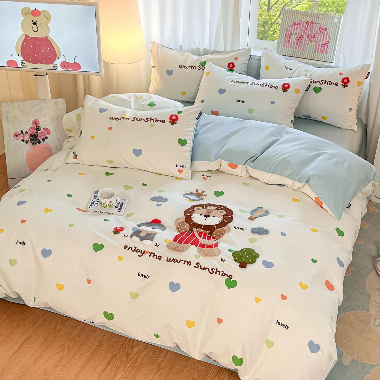 91家纺网 家纺一手货源 找家纺 涵宸家纺 2026新款全棉印花毛巾绣四件套 春日郊游